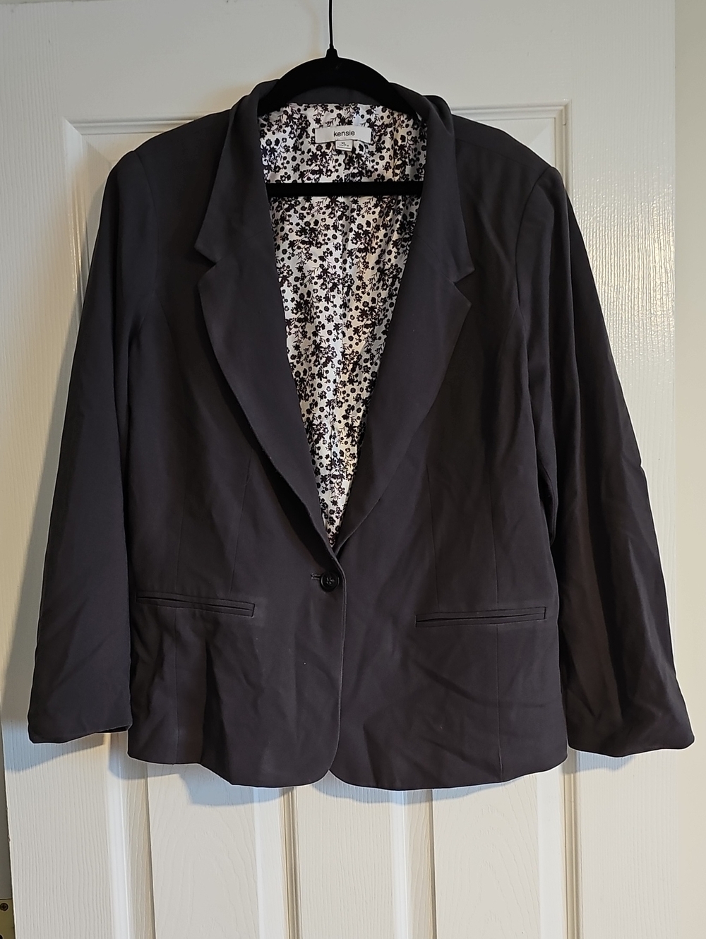 kensie Black Single-Button Notch Lapel Blazer